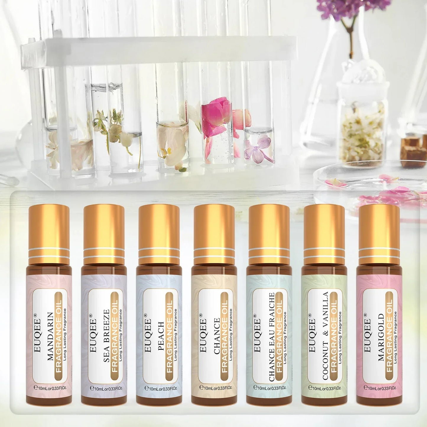EUQEE 10ml Women's Roller Fragrance Oil-Coconut Vanilla Bubble Gum Bright Crystal Bombshell Midnight Rose Angel Aroma Oils
