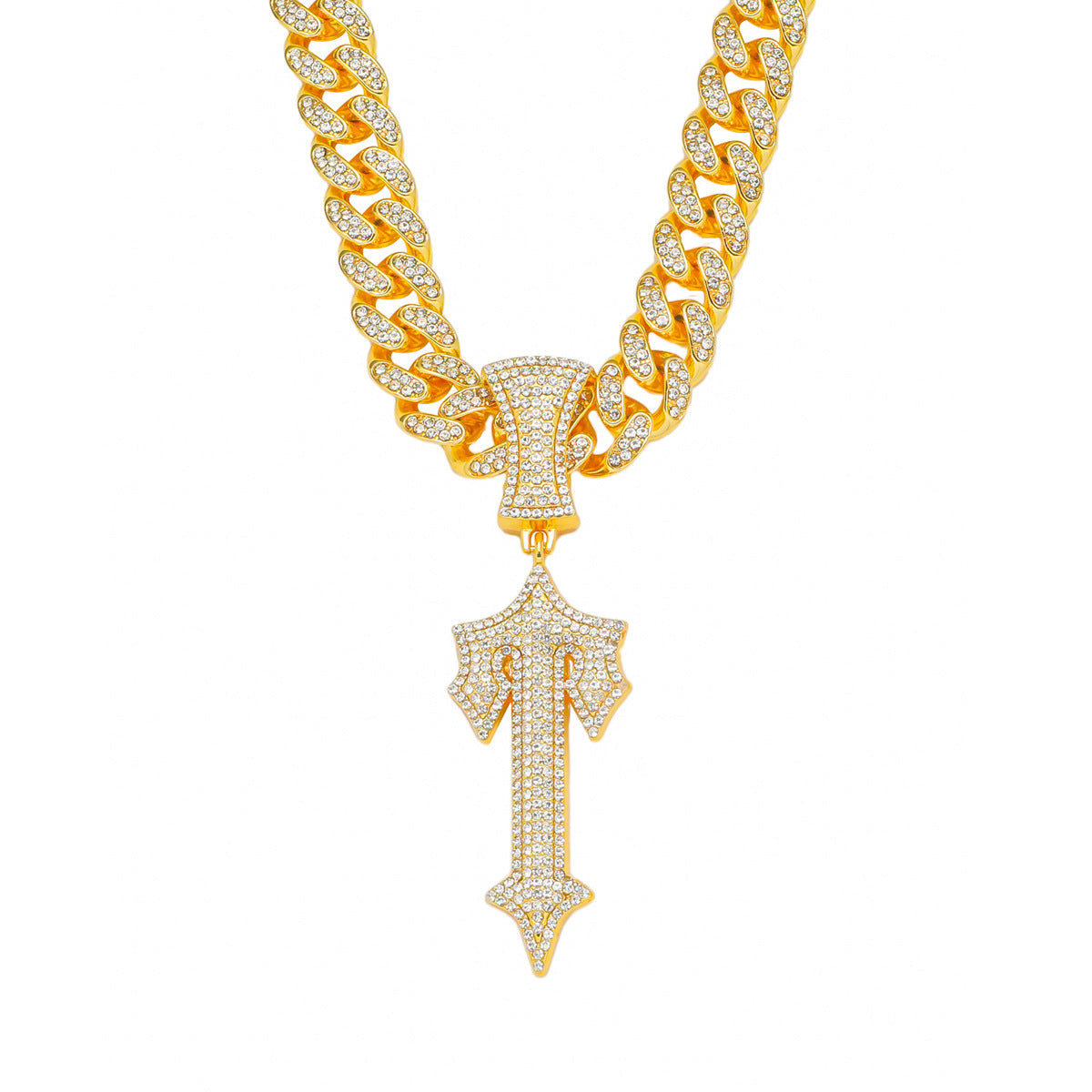 "T" Iced Out Cuban Link Necklace