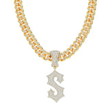 "S" Iced Out Cuban Link Necklace