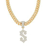 "S" Iced Out Cuban Link Necklace